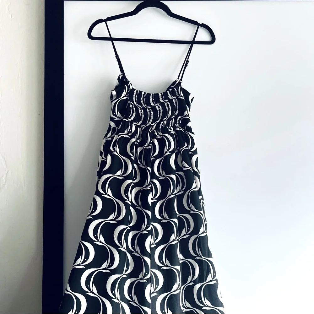 FARM Rio Brazil Copacabana Sidewalks Print Monochrome Midi Dress Size M (Medium) - Picture 13 of 16